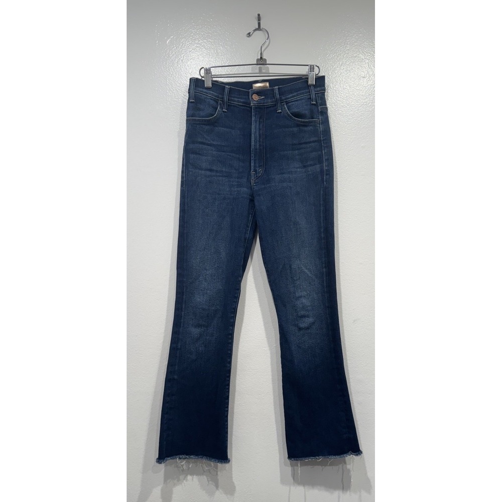 Mother The Hustler Ankle Fray Jeans Size 27 Home Movies Dark High Rise Denim